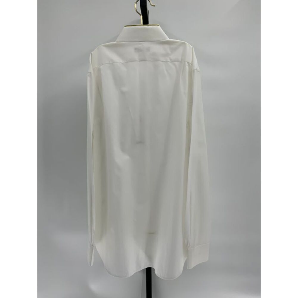 Quince Mens Ultra Luxe Organic Cotton/Cashmere Dress Shirt White Sleeved Top M